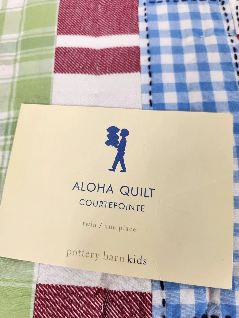 Pottery Barn Kids Aloha Patchwork Quilt Sz TwinNOS Tropical Hawaiian Island Flaw